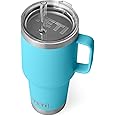 YETI Rambler 35 oz Tumbler with Handle and Straw Lid, Travel Mug Water Tumbler, Vacuum Insulated Cup with Handle, Stainless Steel, Reef Blue