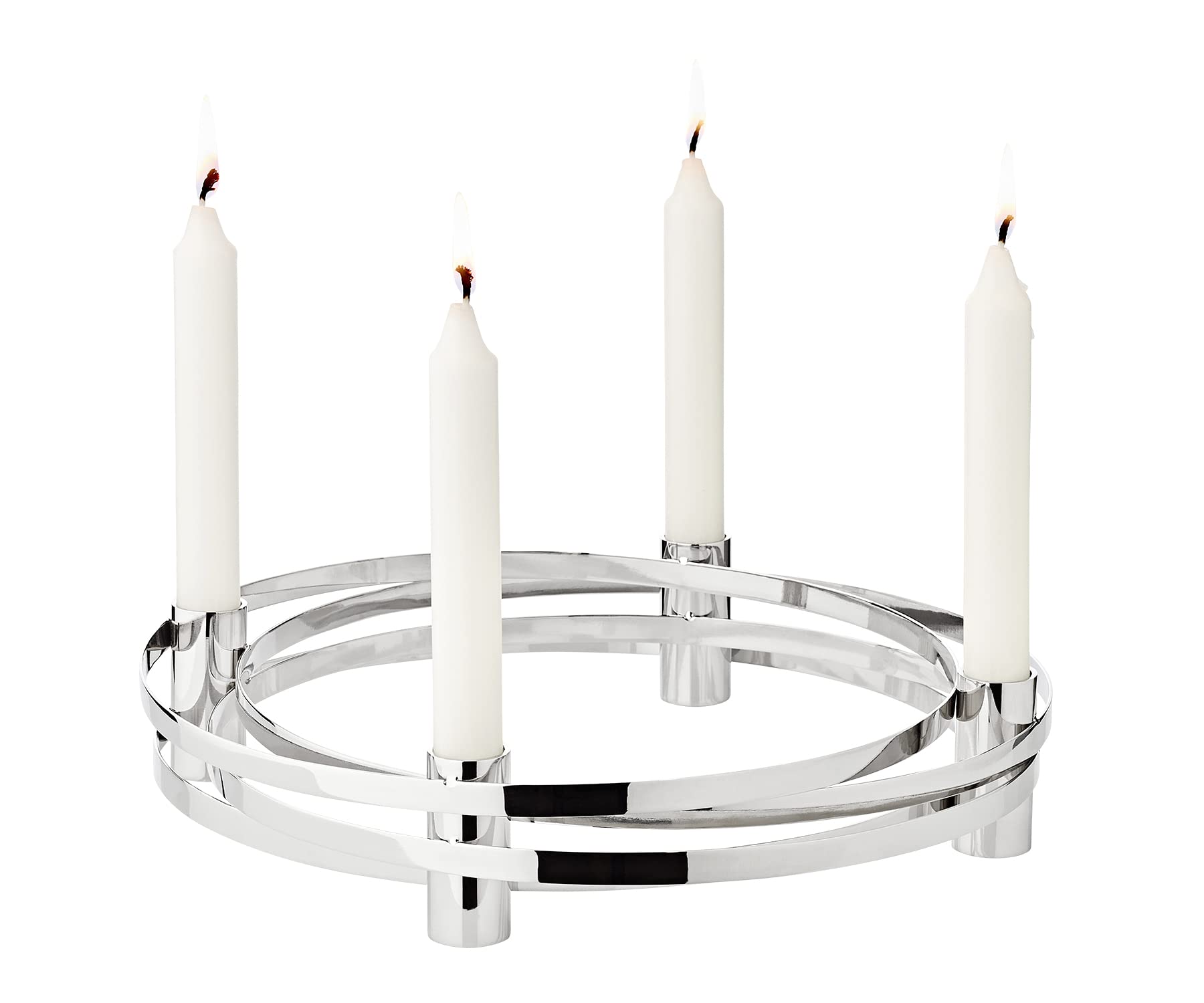 EDZARD Advent Wreath Avia, diameter 30 cm, aluminium nickel-plated silver, for stick candles
