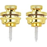 Banworks Quick-Release Locking Strap Buttons Flat Head Security Straplocks | for Acoustic/Electric Guitars Bass Strat Tele Les Paul Pack of 2 JT/DSBDK-02 Golden