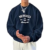 SweatyRocks Men's Letter Graphic Crew Neck Sweatshirts Casual Long Sleeve Loose Pullover Tops