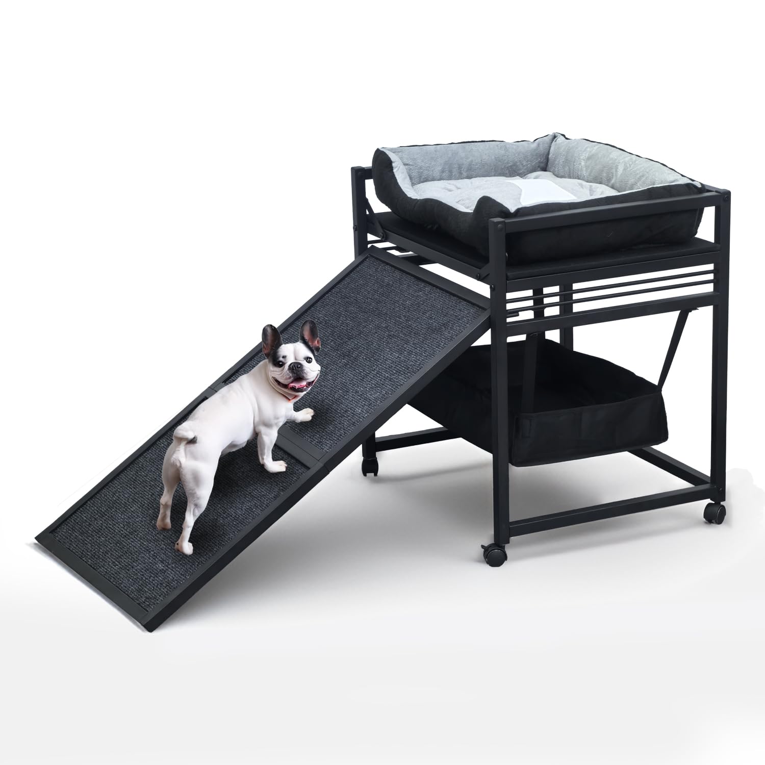Photo 1 of **************MISSING HARDWARE**************
NAILDOKI Movable Structure Pet Stairs Ramp with seat Mate Cats/Dogs Chair with ramp high beds, Folding Pet Steps for Medium and Small Dogs, Cat Ladder, with Storage Cabinet