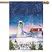 Christmas Lighthouse House Flag Nautical Holiday Scene 28