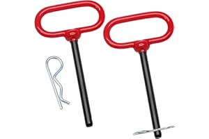 Qjaiune 2Pcs Lawn Mower Trailer Hitch Pin 3/8 x 4 Inch Trailer Gate Pin, Heavy Duty Towing Hitch Pin with Rubber Coated, Garden Tractor Trailer Hitch Pin for ATV, Golf Cart, RV, Truck, Boat, Car
