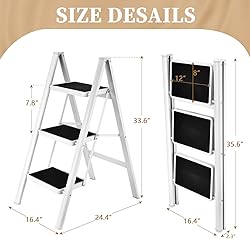 HBTower 3 Step Ladder Folding Step Stool, 330 Lbs