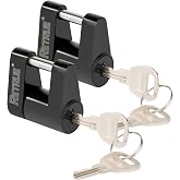 RETRUE Trailer Tongue Coupler Lock, 2PC Keyed Alike Hitch Lock, Black | 1/4 Inch Dia, 3/4 Inch Span, Heavy-Duty Security, Weather Resistant, Anti-Theft Latch Lock for Tow Boat RV Truck Car