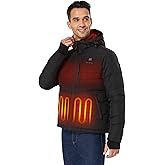 ORORO Men's Heated Down Jacket with USB-C Rechargeable Battery, Lightweight Down Heated Coat for Men