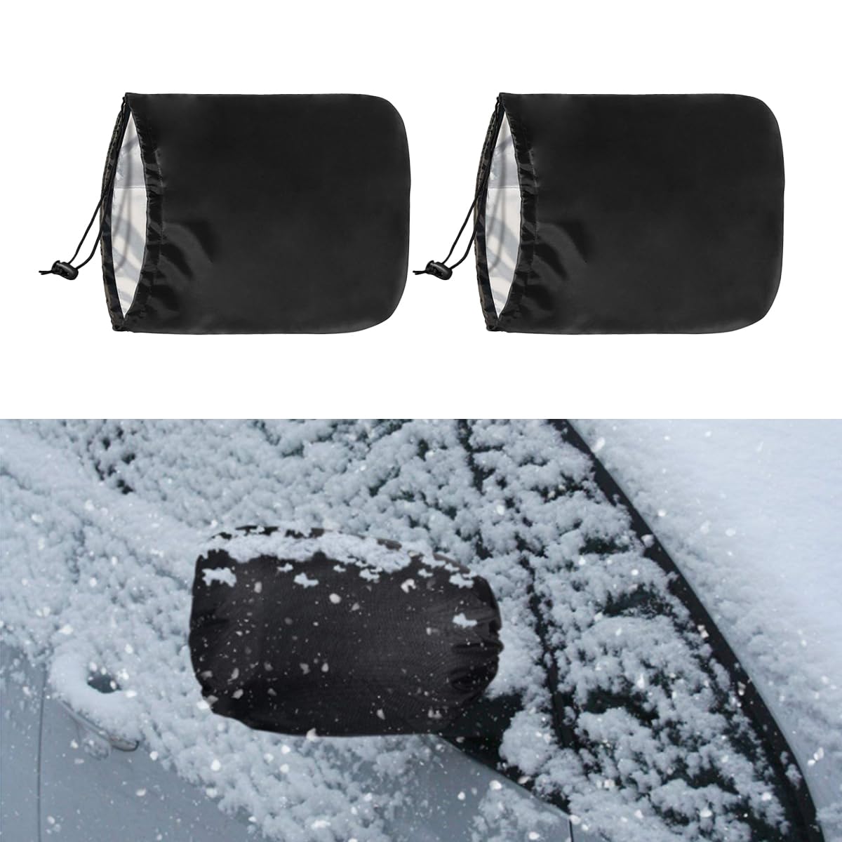 Photo 1 of 2PCS Car Side Mirror Covers - Waterproof Snow Mirror Cover Protects from Ice Snow Frost Dew Rain Bird Poop - Silver Coated Rearview Protection Cover Winter Snowproof Accessories for Cars Trucks SUVs