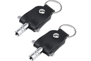 Dnyta 2 Pack T-Shaped Drum Tuning Key with Leather Key Chain Drum Adjusting Accessory Wrench Drum Kit Universal Tool-Black
