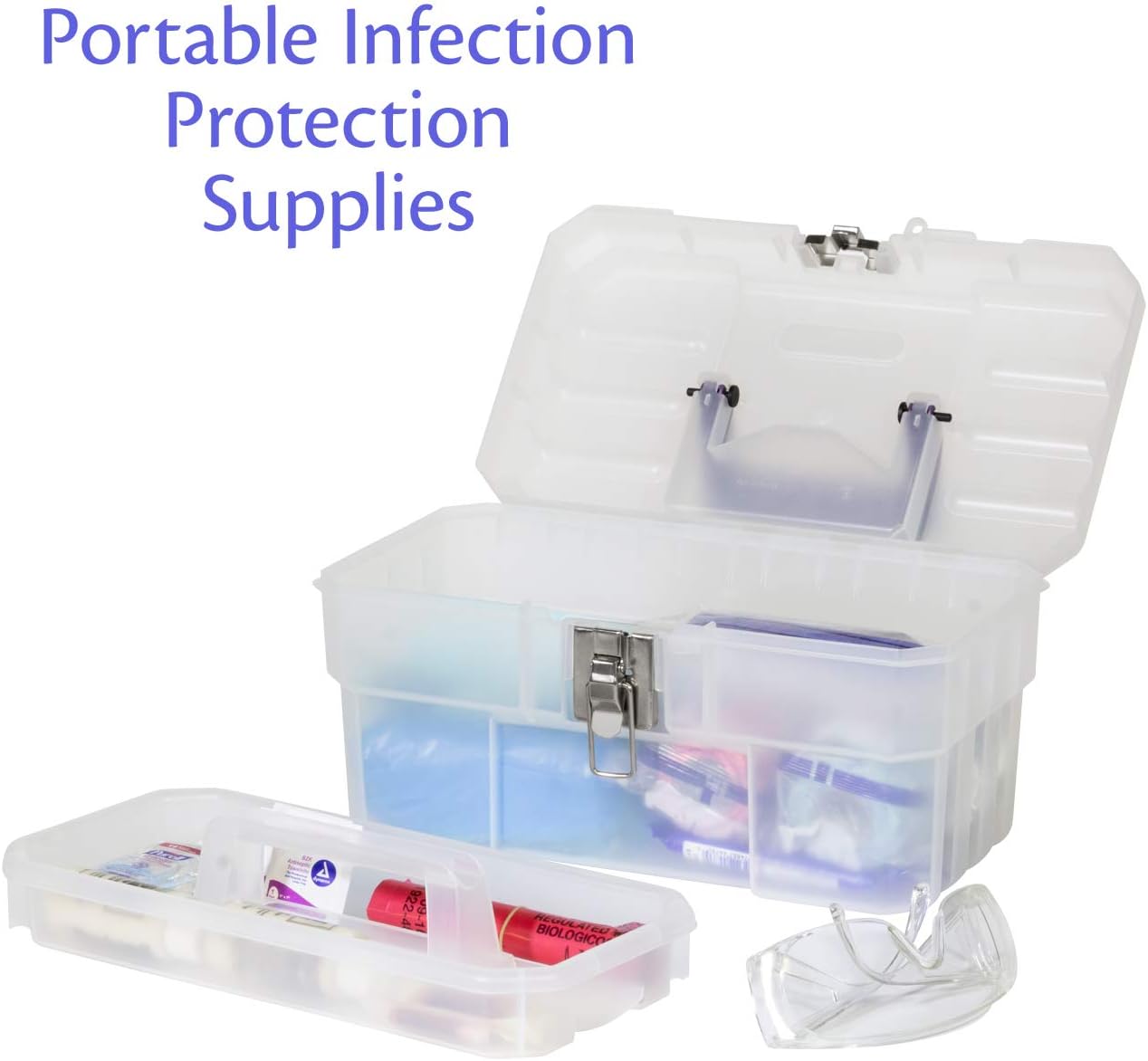 Akro-Mils 09514CFT ProBox 14-Inch Plastic Art Supply, Craft or Medical Storage Toolbox with Removable Tray, (14-Inch x 8-Inch x 8-Inch), Clear - - 