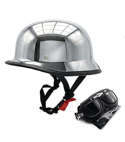 Highway 21 9mm Half Helmet for Motorcycle, DOT Approved, Lightweight Low Profile Cruiser Protection, FMVSS 218 Certified (Chrome, 4X-Large) : Automotive