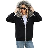 Wyeysyt Women's Y2k Hoodie Jacket Faux Fur Zip Up 2000s Clothing Emo Grunge Coat 90S Hood Vintage Teen Sweatshirts