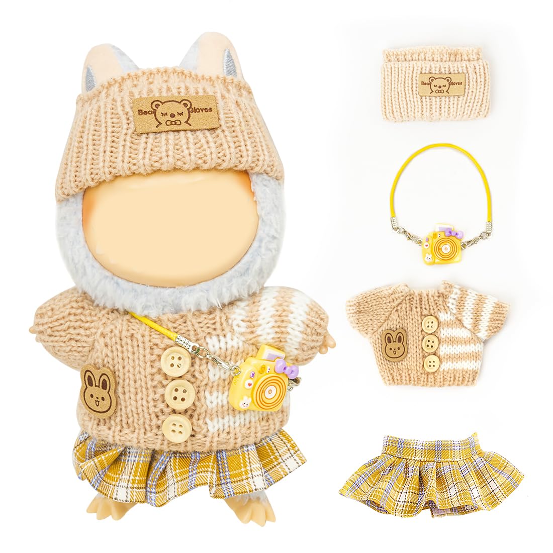 Clothes for Lububu 17cm Dolls(NO Doll) for Lububu Doll Outfits with Accessories Suit for Lububu Cute Stylish Dress Up Set Easter Gifts Purple Dress