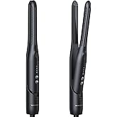 Wavytalk 0.65" Pencil Flat Iron, Cool Curl Pencil, Small Airflow Styler and Straightener for Short Hair, Pixie Cut and Edges, Curling Iron for Short Hair with 360º Cool Airflow, Black