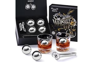 PONPUR Whiskey Balls Reusable 55mm, Bourbon Gifts for Men, Whiskey Ice Stones with Tongs, for Dad Who Has Everything, Anniversary Birthday Gifts for Boyfriend Grandpa Him Husband from Wife