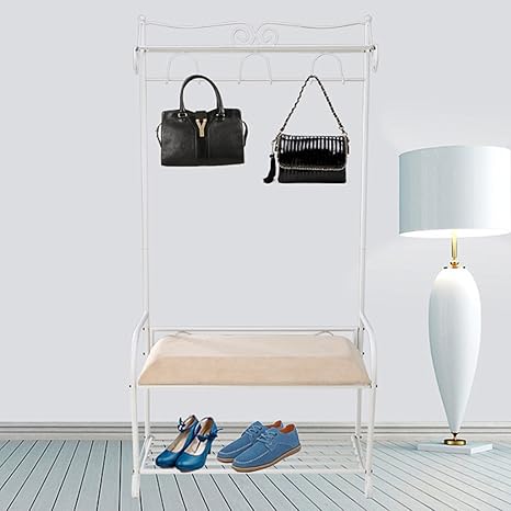 Perchero con banco zapatero | Percheros de pared, percheros de pie...