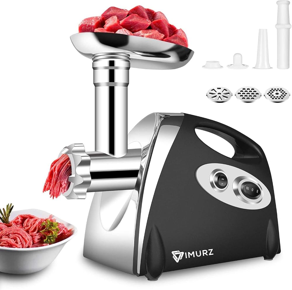 IMURZ Electric Meat Grinder 2800W Copper Motor Sausage Kibbe Attachments