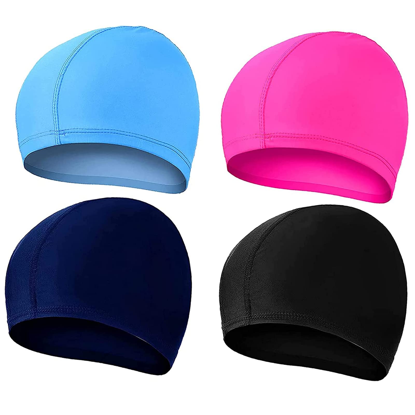 4 Pcs Swimming Caps for Kids Girls Boys and Adult Teenager,Comfortable Light Swimming Caps,Super Stretch No Pull Hair Swimming Hats for Long and Short Hair