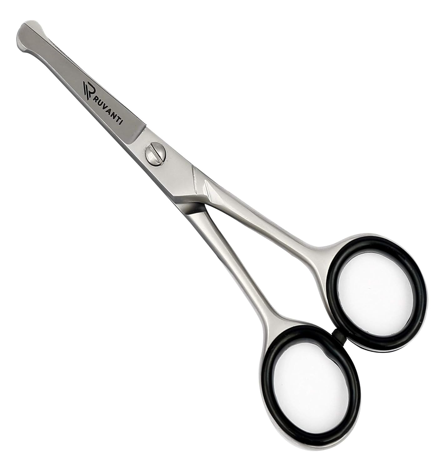 Ruvanti Round Headed Nose Hair Scissors/Safety Scissors for Kids & Infants -5.2" German Stainless Steel Baby Scissors/Baby Nail Scissors.Facial Hair Scissors/Beard Trimming Scissor/Mustache Scissor. : Beauty