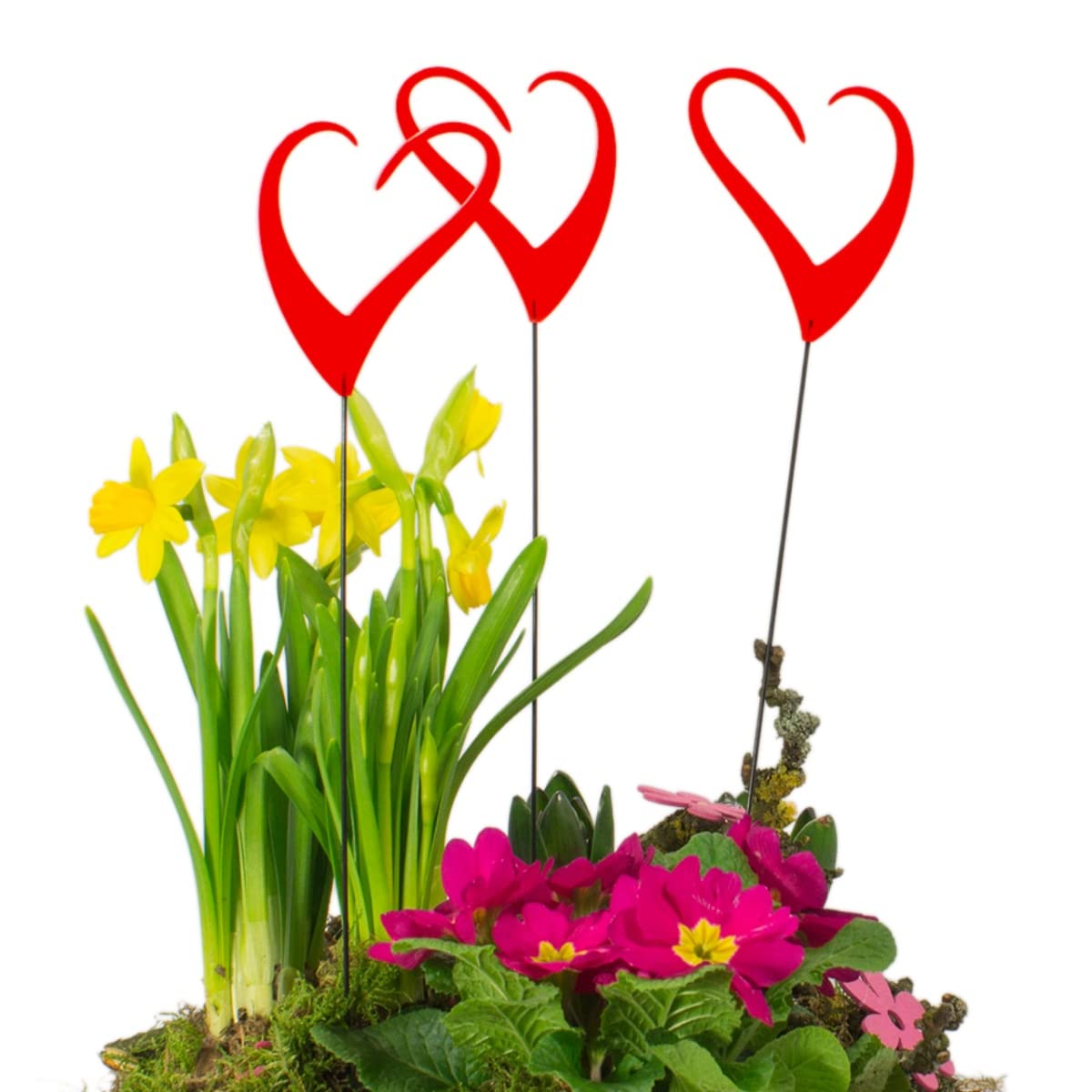 MIC Suncatcher - Sun Dancer HEARTS red (three pieces) - light reflective - width: 7cm, height: 33cm - including pole