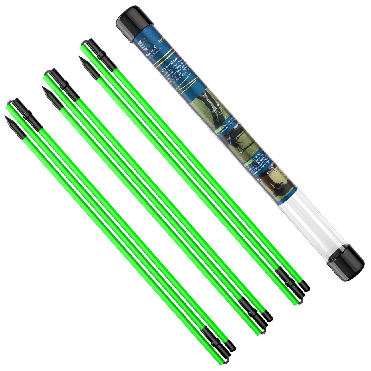 Rhino Valley Golf Alignment Sticks 3 Pack, 48'' Collapsible Alignment Sticks for Aiming, Putting, Full Swing Trainer, Golf Alignment Rods with Clear Tube Case, Portable Golf Training Equipment
