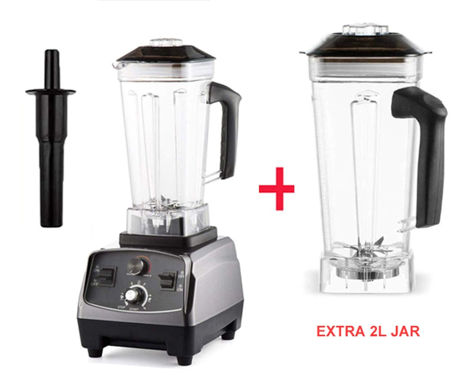 2L Jar Timer Super 2200W Heavy Duty Professional Smart Blender Mixer Juicer Fruit Food Processor Ice Smoothies Crusher,With Extra Jar,UK Plug