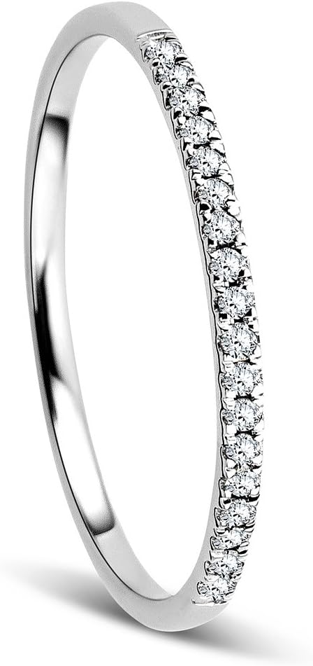 OROVIWoman Eternity Ring 9 ct / 375 White Gold With Diamonds Brilliant Cut 0.08 ct