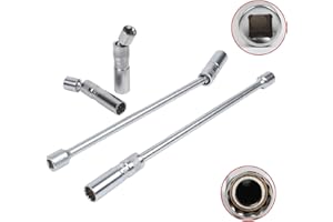 MOTOCOCHE 4PCS 14/16mm (5/8" 9/16") 12 Point Spark Plug Socket Set, 3/8” Drive Magnetic Thin Wall Spark Plug Socket Compatible with BMW Nissan Benz etc. (360° Swivel & Cr-V Steel)