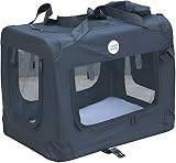 HugglePets Foldable Fabric Pet Crate Carrier Large 70 x 52cm Black view 2