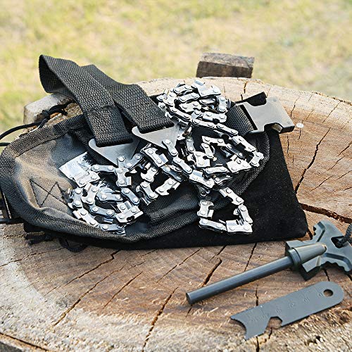 Loggers Art Gens Survival Pocket Chainsaw 48 Inch Compact Folding Hand Rope Chain Saw More Teeth Best for Wood Cutting,Camping,Hiking,Hunting or Emergency Kits-Comes with Pouch
