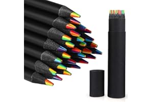 CANVASTRA Stocking Stuffers for Kids, Rainbow Pencils, 24-Pack Rainbow Colored Pencils, Multicolor Pencil, Multi Colored Pencils for Adult Coloring, Professional Art Supplies for Adult Drawing and Sketching.