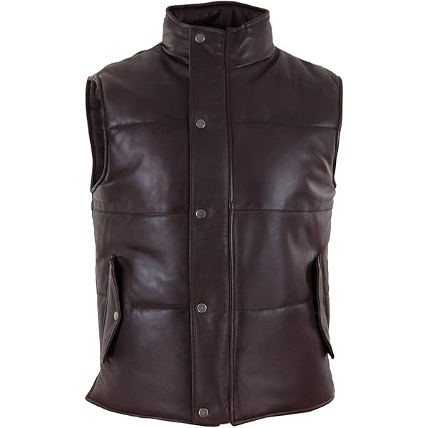 Dvbfufv Men Leather Vest Solid Color Pocket Sleeveless
