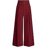 PRETTYGARDEN Womens Spring Wide Leg Palazzo Pants 2026 Trendy Loose Button High Waist Pleated Work Business Casual Trousers