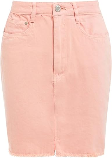 ladies pink denim skirt