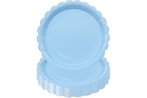 50Pcs Light Blue Paper Plates Blue Party Supplies 9 Inch Disposable Dessert Plates Birthday Party Plates for Valentines Tea P