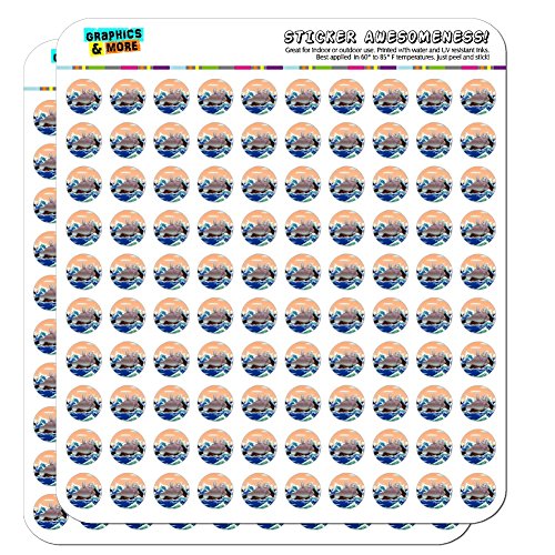 Waving Manatee Mermaid On Rocks And Waves Funny 1/2" (0.5") Planner Calendar Scrapbooking Crafting Clear Stickers