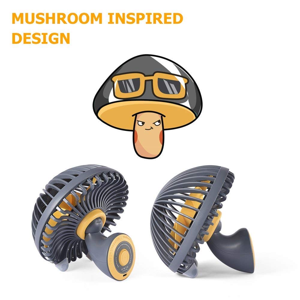 LBTbate Mini Desk Fan, Portable USB Fan Office&Desktop, Small Personal Cooling Fan, Mushroom Design Fan Table Desktop Electric Fan for Office Home Outdoor (Gray)