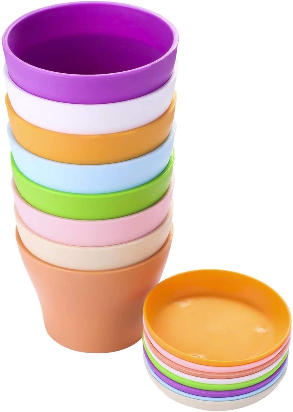 KAHEIGN 8Pcs 14cm Colorful Plastic Plant Pots 8 Colors Plant Container