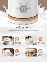 YISSVIC Milk Frother Electric 4 in 1 Hot Cold Foam Maker Capuccino Latte view 2