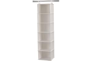Household Essentials 311312 Hanging Closet Organizer | 6-Shelves | Natural Canvas