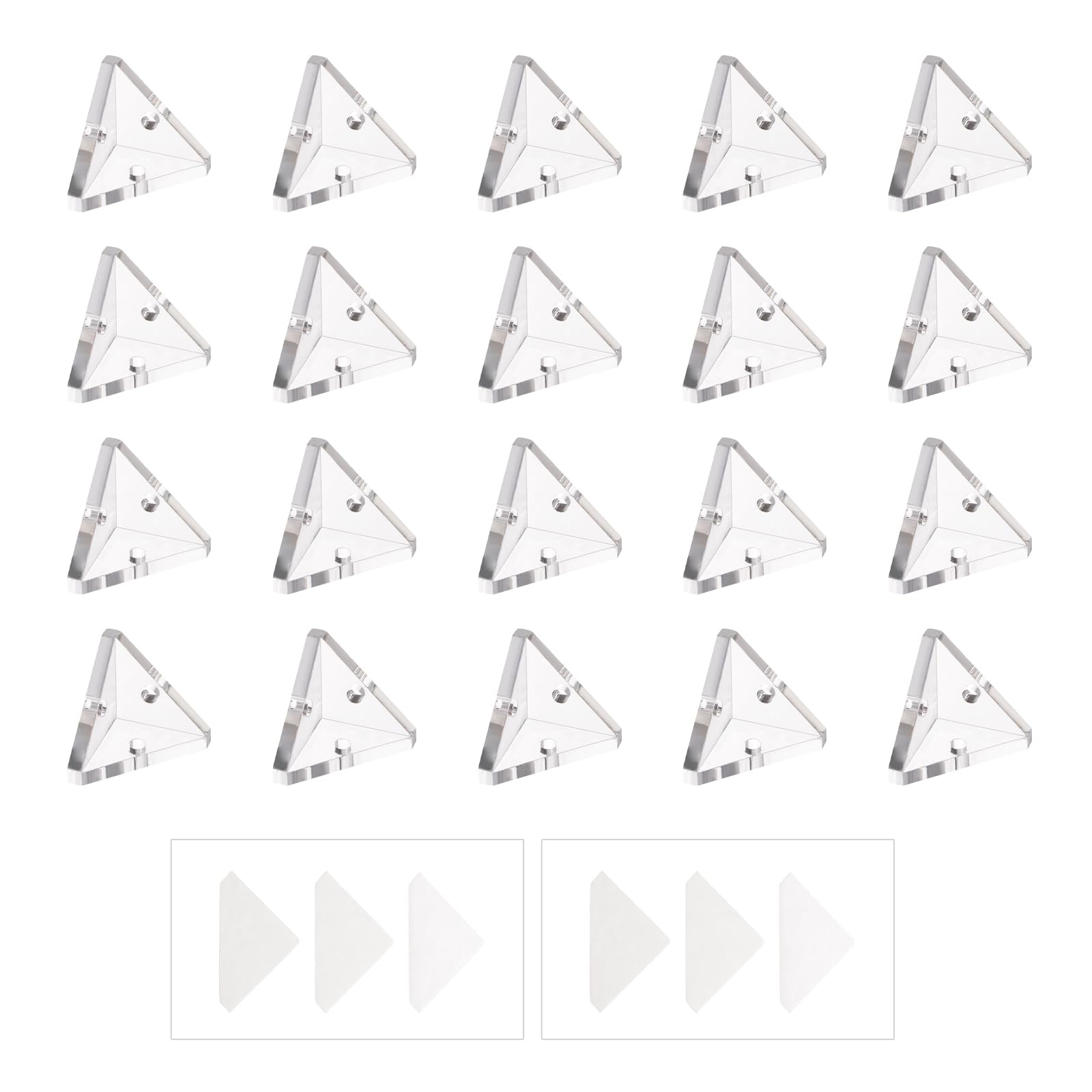 Morobor Acrylic Corner Bracket, 20pcs Clear 3-Hole Right Angle Joint Brace Brackets with Stickers for Reinforcement, Connecting Furniture(21MM*21MM) — image 1
