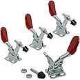 XRPAOWA 4PCS Toggle Clamp 201A Hand Tool 60 lbs / 27kg Holding Capacity Antislip Horizontal Quick Release Tool Silver&red