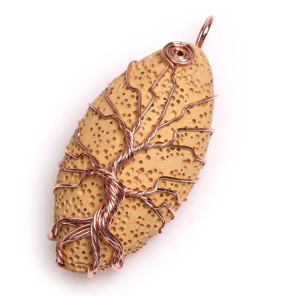 SHGbeads 23x45mm Leaf Shape Yellow Lava Worry Stone Semi Precious Cocktail Charkra Pendant Jewellery for Women
