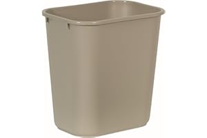 Rubbermaid Commercial Products Resin Wastebasket/Trash Can, 7-Gallon/28-Quart, Beige, Plastic, for Bedroom/Bathroom/Office, Fits Under Desk/Sink