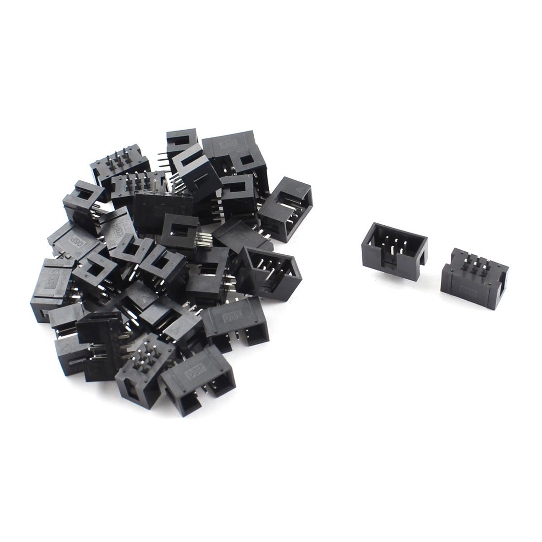 Sourcingmap 30 Pcs 2x3 6Pins 2.54mm Pitch Straight Pin Connector IDC Box Headers