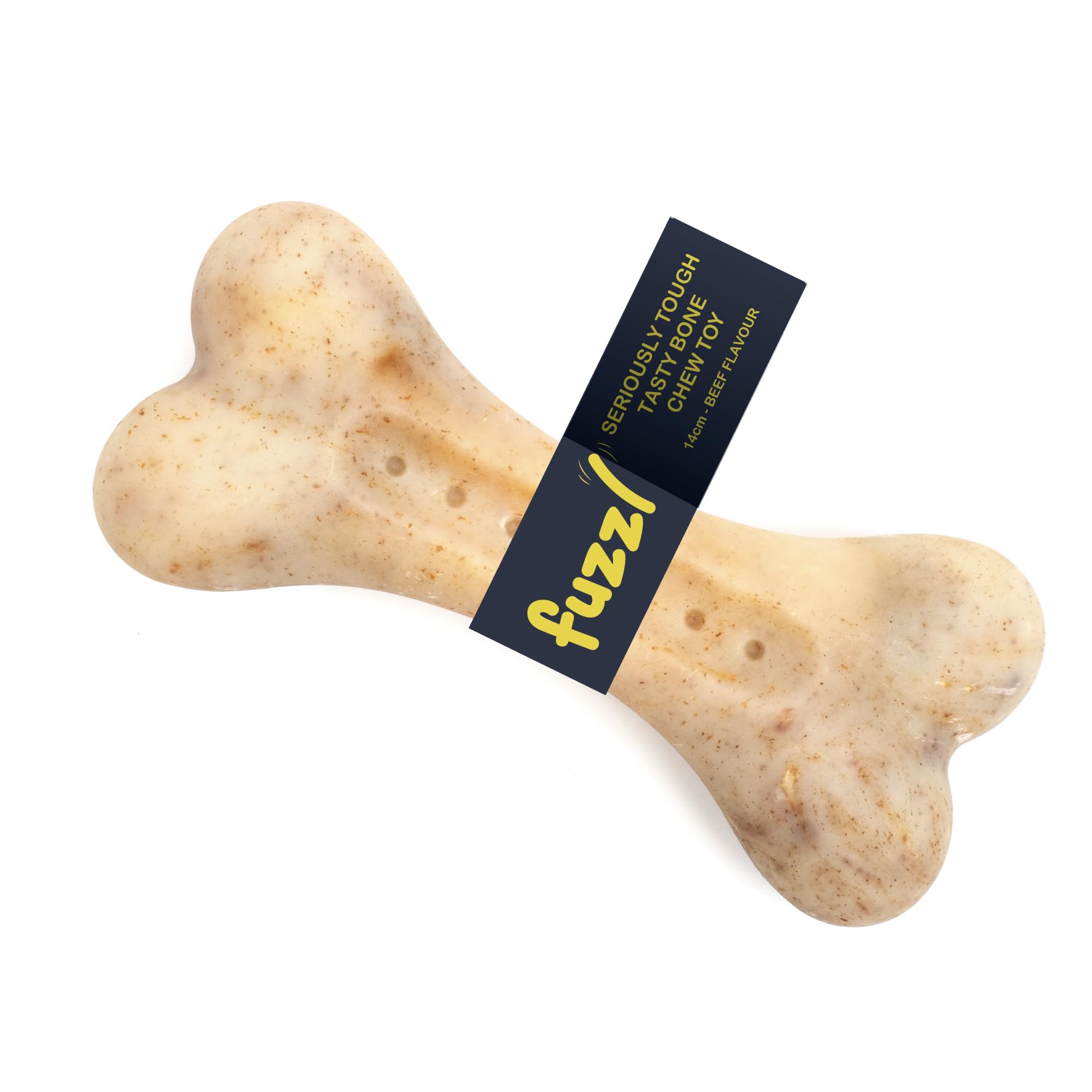 Fuzzl Seriously Tough Tasty Bone Beef Infused 14cm Nylon Dog Chew Toy Infused Beef Bone Tough Dog Toys for Extreme Chewers - Puppy Toy Long Lasting Dog Chew Toys for Aggressive Chewers Strong Dog Toy