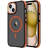LLZ.COQUE Magnetic for iPhone 15 Plus for iPhone 14 Plus Case, Compatible with Magsafe, Bumper Protective Cover, Shockproof Translucent Matte Men Women Phone Case for iPhone 15/14 Plus 6.7", Orange