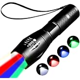 YZYOE Red Flashlight Rechargeable，Green Light Flashlight，Blue Light flashlights，Blood Lights for Observation, 4 in 1 White Lights and Red lamp and Blue Lamp and Green Lamps ，4 Modes.