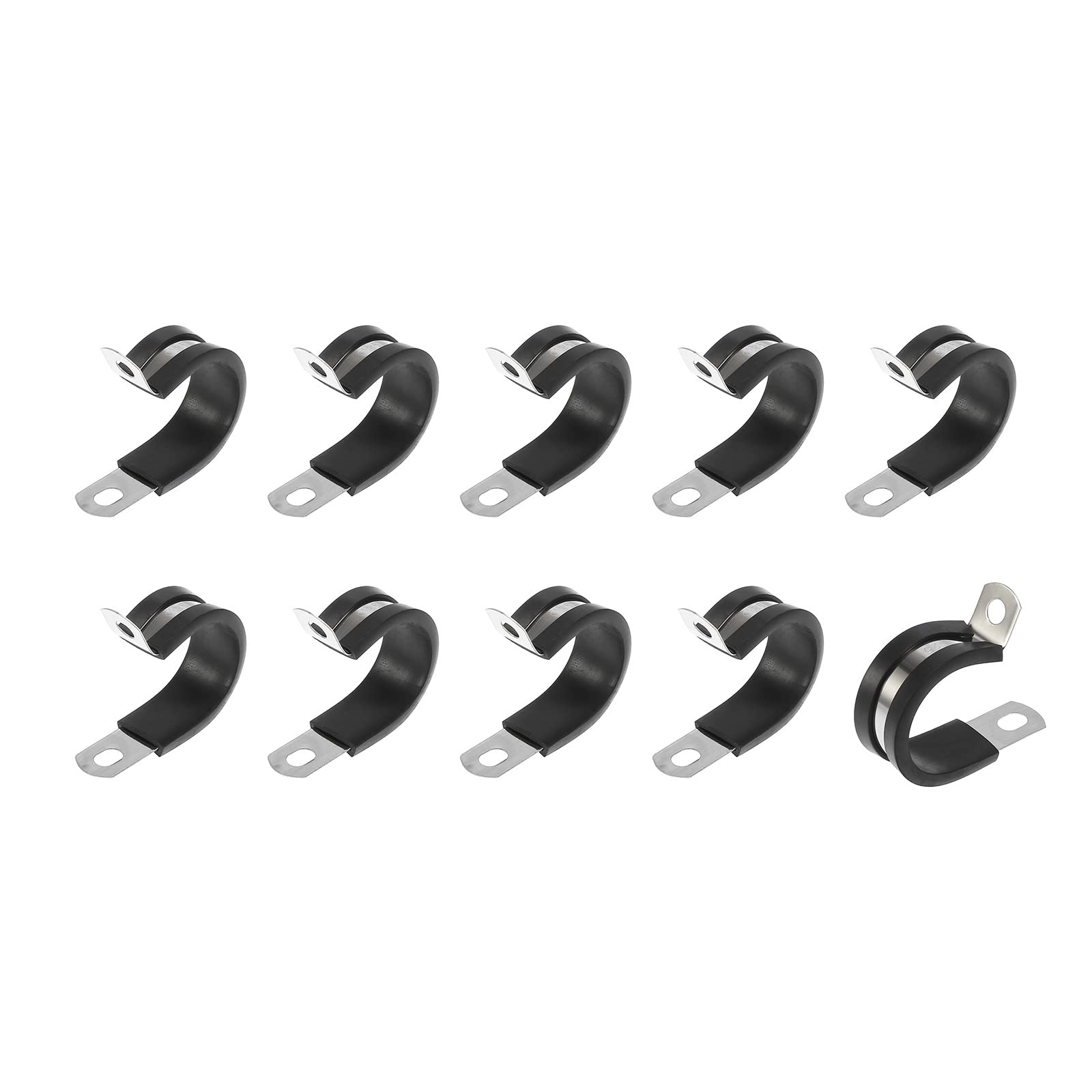 METALLIXITY R Shape Hose Clamps (32mm/1.26") 10Pcs, Rubber Clip - for Home Garden Tube Fastening