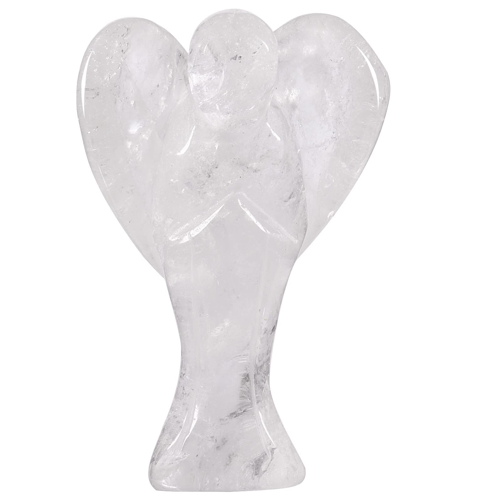 KYEYGWO 7.5 cm Rock Crystal Gemstone Angel Figurine, Healing Crystal Guardian Angel Talisman Hand Carved Pocket Stone Lucky Charm Fengshui Decor