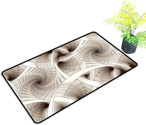 Amazon 玄関マット屋内屋外エントリーラグデジタル未来曲線スパイラルsci Fi様式化されたダイナミックモーションイラストベージュあなたの家を きれいに保つw23 X H15インチ 60x40cm 玄関マット オンライン通販